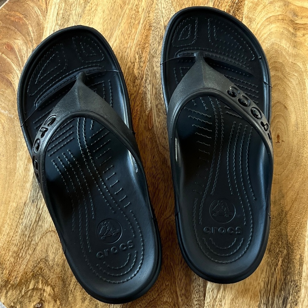 CROCS Black Slide Sandals Flip Flops NWOT